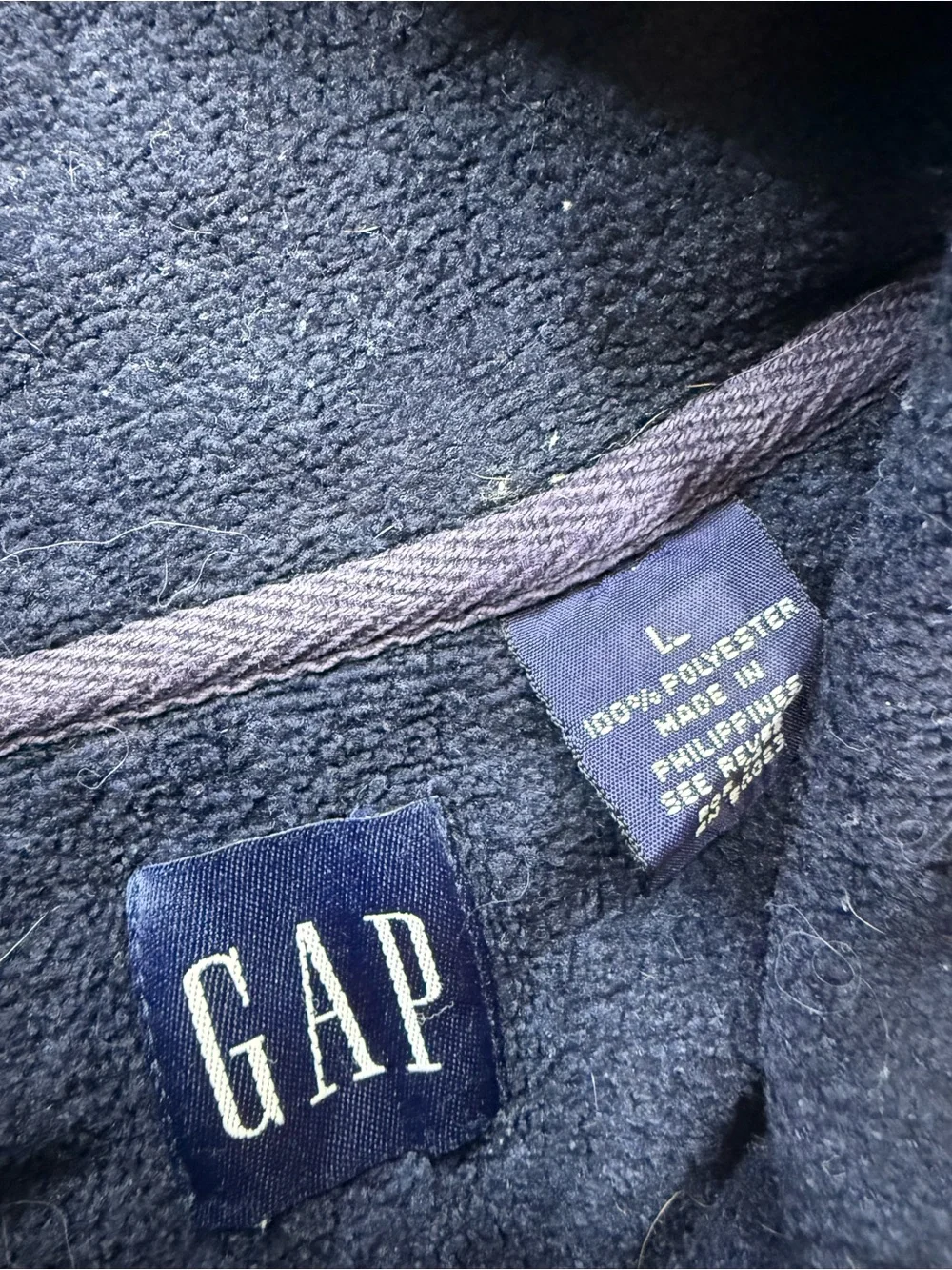 Vintage Gap Quarter Zip Pullover Striped Men's Large Gray Y2K Fleece Preppy
